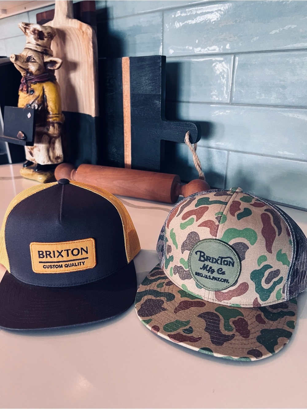 Brixton - Trucker Hat Pair - Brown/Gold & Camouflage ~Excellent Condition~